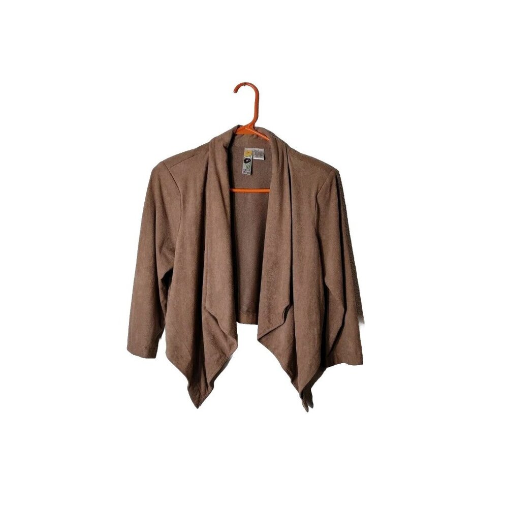 Mimi Chica Jacket Womens Large Faux Suede Open Front Shoulder Pads